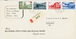 Pro Patria 1948, Serie auf Hotel Werbecouvert von Schuls