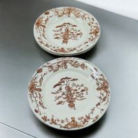 Lot de 5 assiettes anciennes en Faïencerie de Gien Yeddo