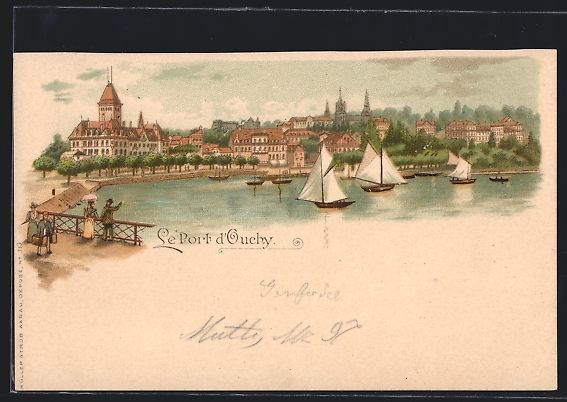 Cartoline postali: Lithographie Ouchy, Le Port – Usato da Berlin venduto da bartko-reher