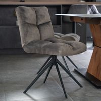 21563 - Esszimmerstuhl drehbar 4er Set NODA - Samt Hellgrau