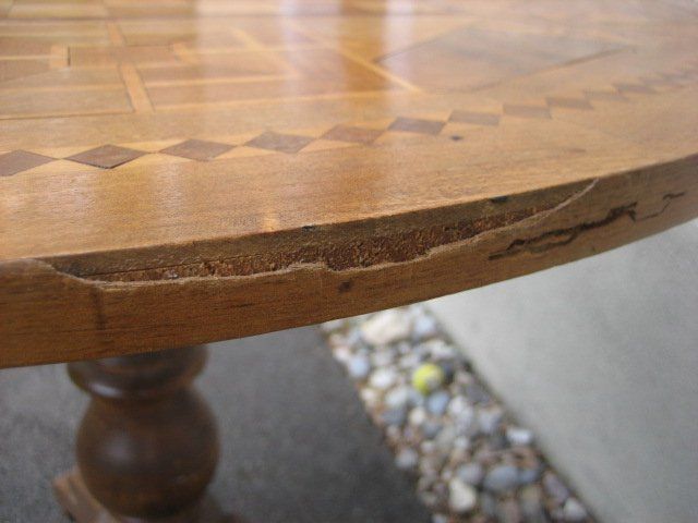 Tavoli: Rundtisch mit Schachbrettmuster Intarsien Holz – Usato da Winterthur venduto da pf02 4