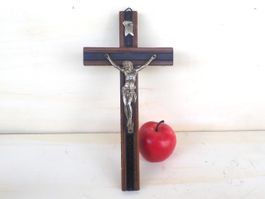 Kreuz Kruzifix Jesus Antik Vintage Holz Metall