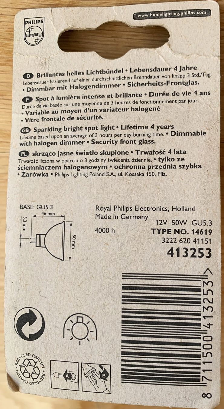 Philips Lampade: PHILIPS SPOT HALOGENLAMPE - 50 Watt – Nuovo e nell'imballaggio originale da Birsfelden venduto da Emporio82 4