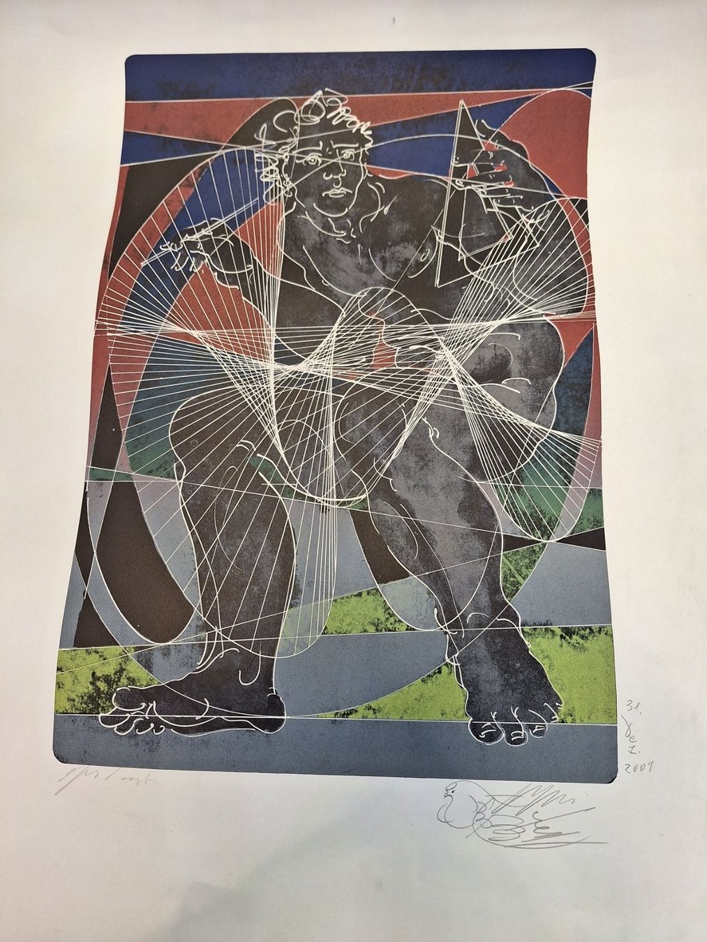 Grafiken & Lithographien: Hans Erni Lithographie "Kybernetes" – Gebraucht aus Unterägeri von Altgoldschmuck 3