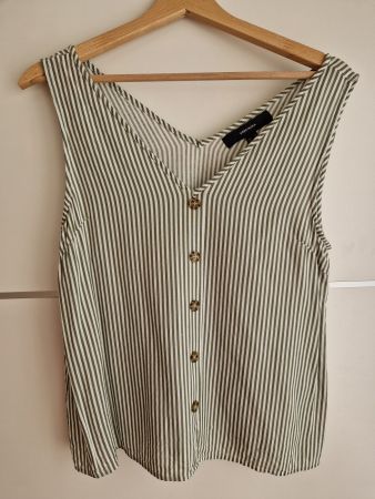 Vero Moda Sommer Top, weiss-grün gestreift, Gr. S,