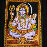 Wandbehang XL Shiva Meditation Wandbild Stoffbild Indien