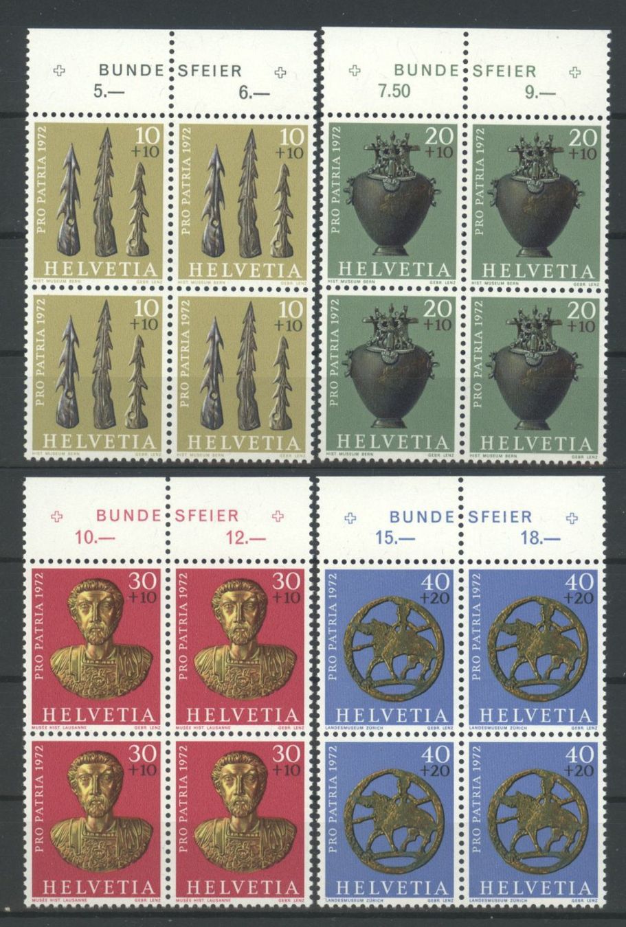 Tutti i francobolli: 1972, Pro Patria, Viererblöcke ** – Usato da Willisau venduto da Vollstempel