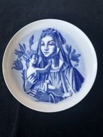 Wandteller Langenthal Porzellan Madonna mit Kind 1950 AP