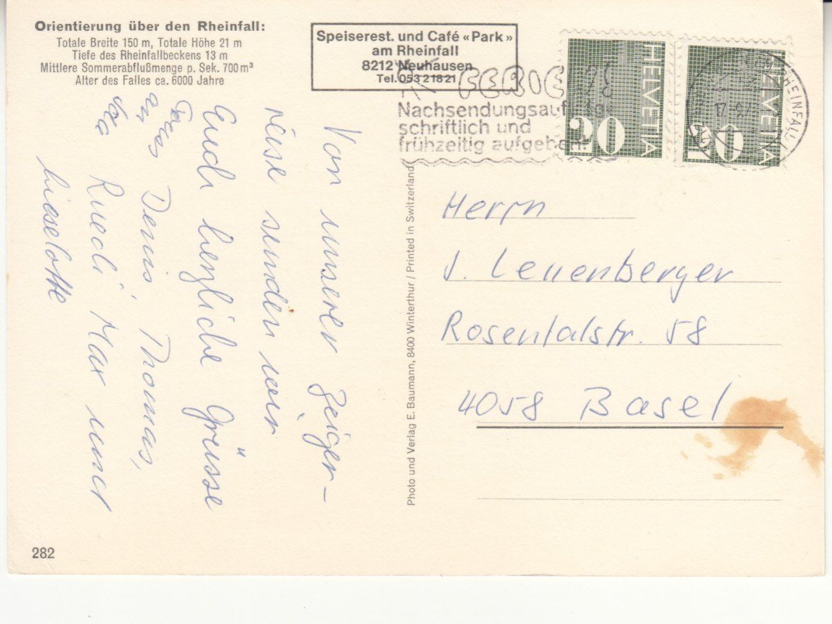 Cartoline postali: Rheinfall 1978 – Usato da Bürglen TG venduto da StampGraf 1