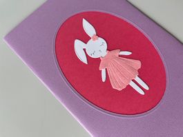 BUNNY Hase Karte Glückwunschkarte Handgemacht