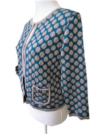 LIU JO Gr. 34 36 petrol/silber Cardigan kurz 10%Wolle sMasse
