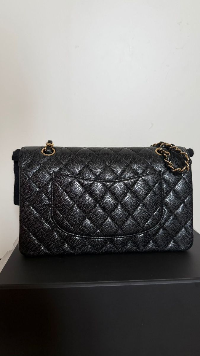 Chanel Borse da donna: Chanel Classic Timeless Medium Double Flap Black Caviar/Grai – Usato da Münchenstein venduto da watchpatrol 1