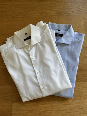 Eterna 2 Hemden Blau und Weiss Gr. 39 in Slim Fit 
