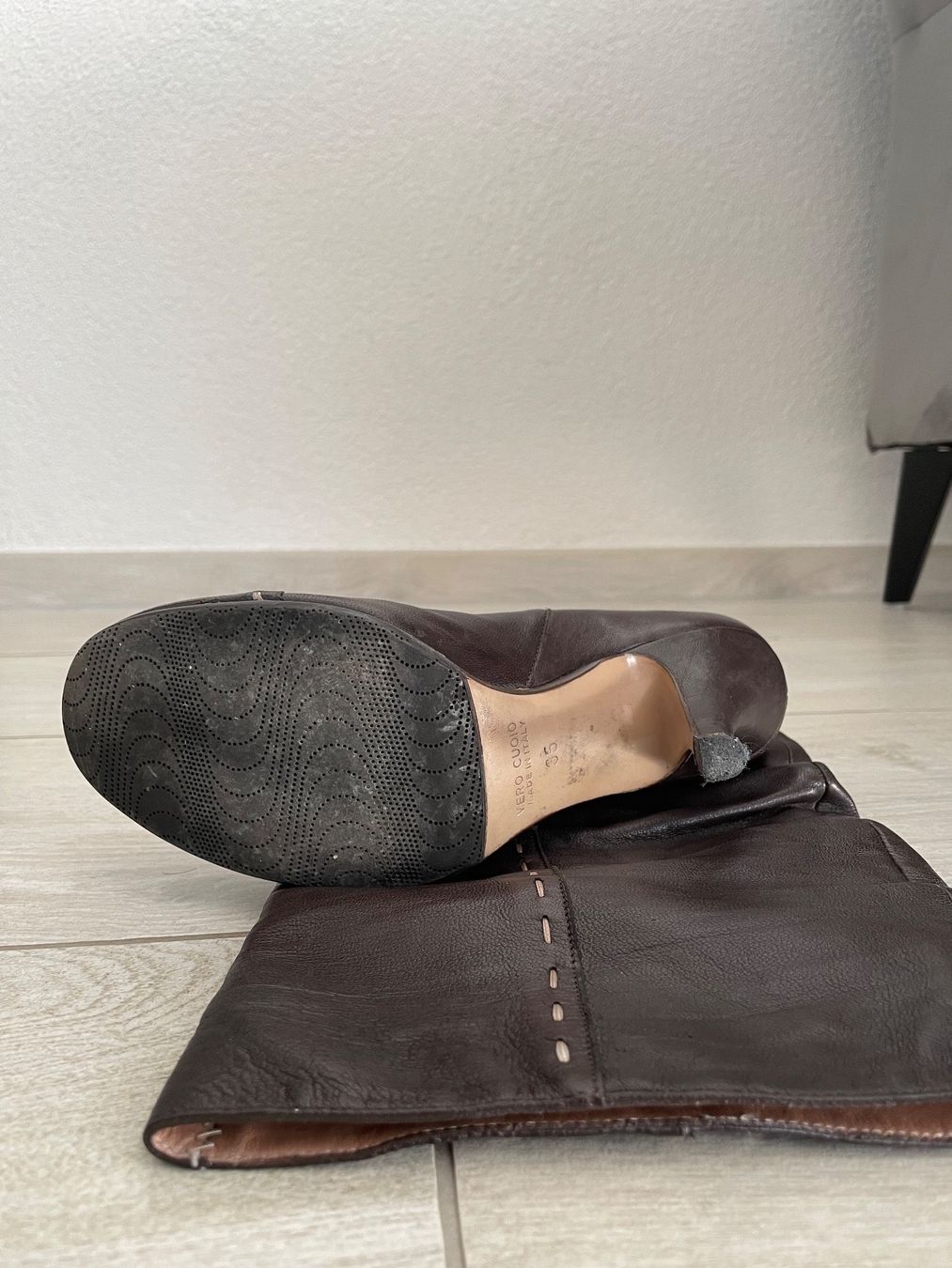 Damenschuhe: brauner Damenstiefel in Grösse 35, Echtleder – Gebraucht aus Thundorf von paglialongamaria 2