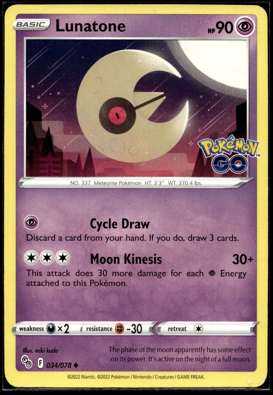 Pokémon Sammelbilder & Trading cards: Lunatone (PGO EN 034/078) – Gebraucht aus Affoltern am Albis von Chiesa_5