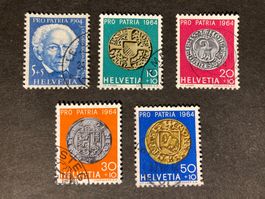 Schweiz 1964 Satz Pro Patria alte Münzen gestempelt
