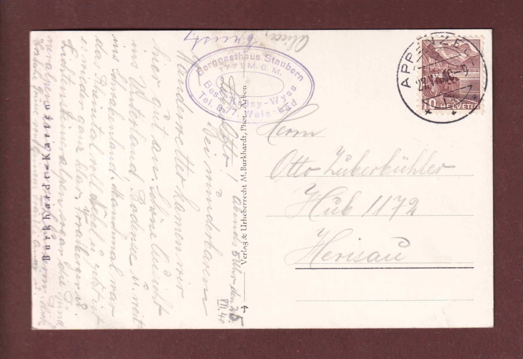 Cartoline postali: KREUZBERGE - 1940 – Usato da Pully venduto da nicecards-shop 1