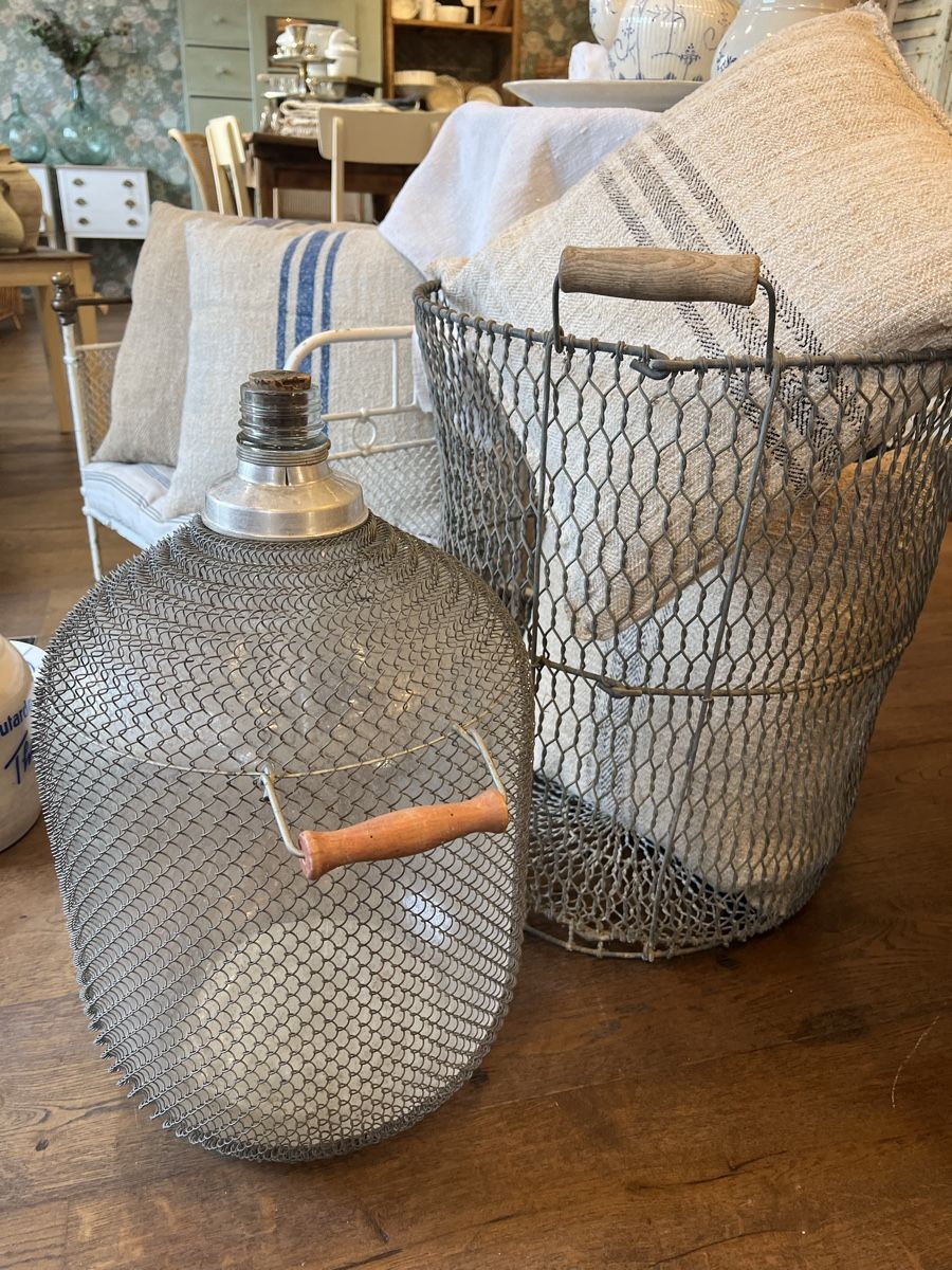 Bottiglie: Ballonvase im Metallkorb Mostflasche – Usato da Sirnach venduto da dasrosahaus
