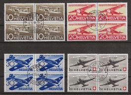 1944 : Flugpost Nr. F37 - F40 im Viererblock, KP 220.--