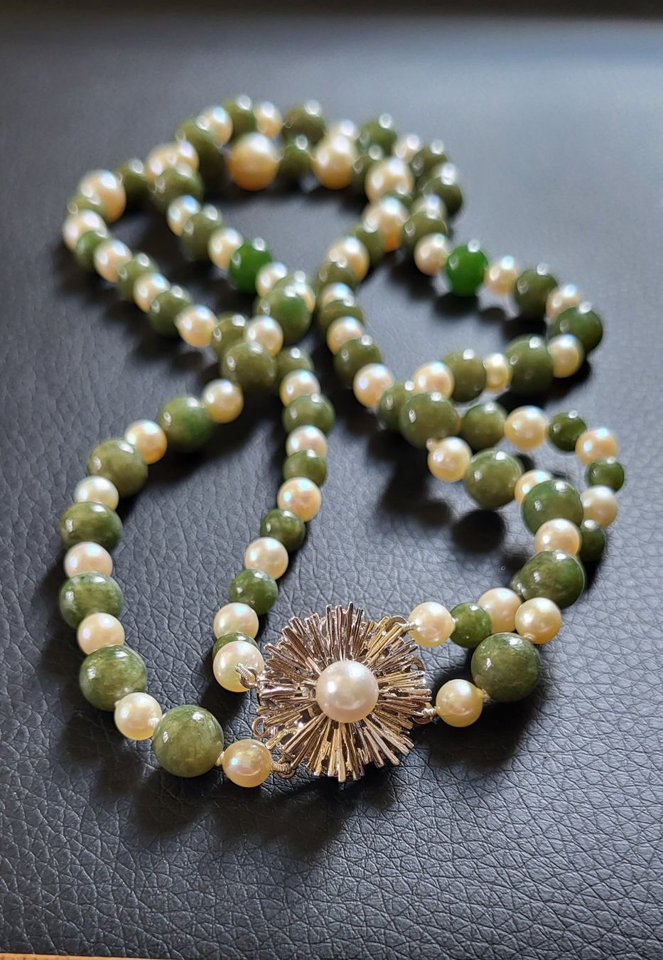 Catenine: 585 Weiss Gold Perlen und Stein Collier – Usato da Wald ZH venduto da Dasilver 5