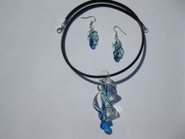 Set: Glasanhänger mit Kette und Ohrringen *NEU*