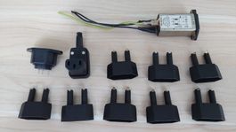 Diverse Netzeingangsbuchsen und Stecker