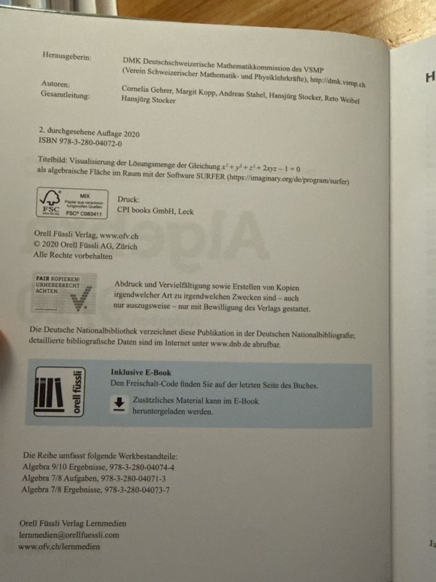 Libri: Algebra Aufgabenbuch 9/10 – Usato da Meilen venduto da vil_j6bf 2