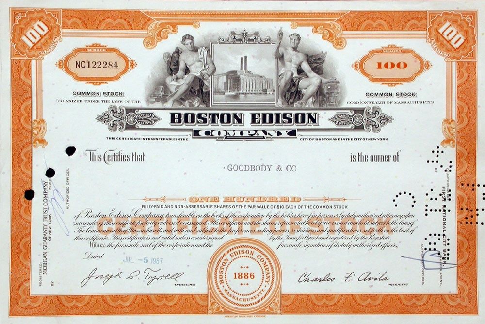 Documenti: Boston Edison Company - 1967 – Usato da Solothurn venduto da Sgasche