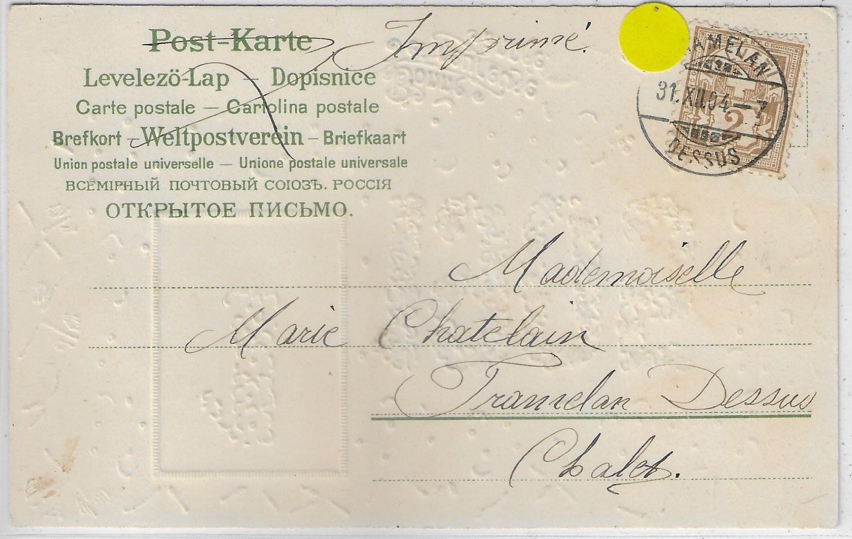 Cartoline postali: Bonne Annee 1905 - Präge-Litho – Usato da Ettingen venduto da Kartenplanet 1