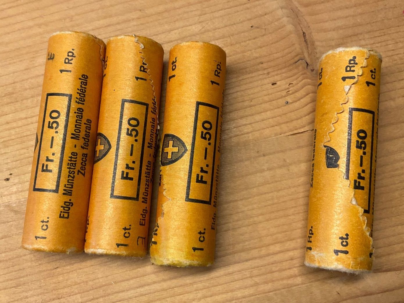 Tutti le monete: Stempelglanz 1 Rappen Rollen 1968 / 1971 – Usato da Kreuzlingen venduto da tummetott71