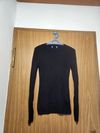 Pull noir en laine et cachemire, S
