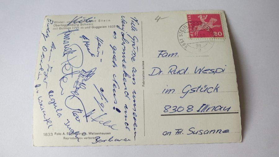 Cartoline postali: Stein / SG - Winter - Gulmen - Guggeien - 1968 – Usato da Jona venduto da centumprata 1