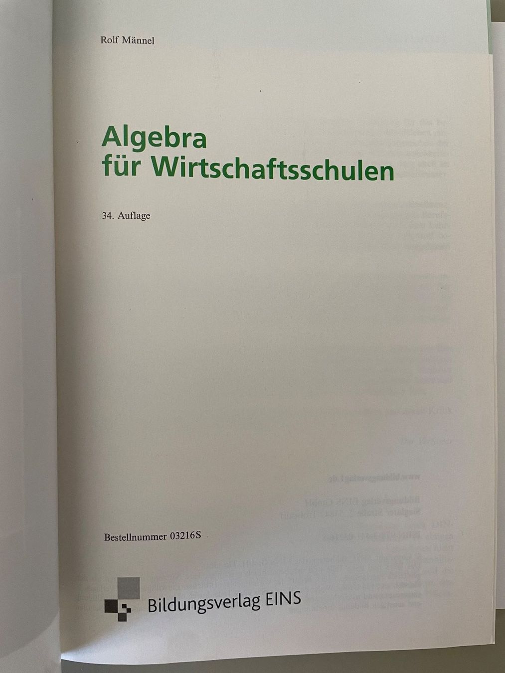 Libri: Algebra für Wirtschaftsschulen – Usato da Zürich venduto da and_bbr2 1