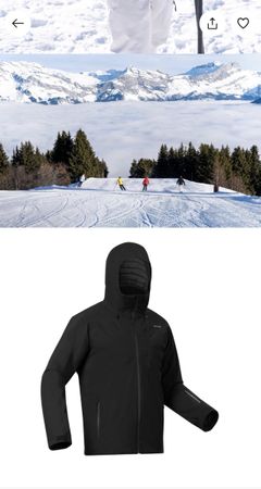 Veste de ski Wedze homme, noire, chaude et imperméable.