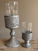 Windlicht-Set, Vintage Silber-Look