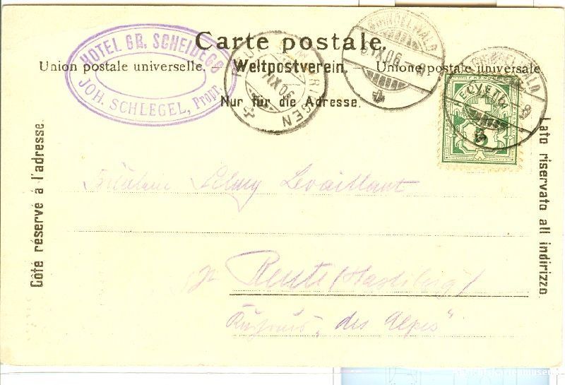 Cartoline postali: Grosse Scheidegg -Kühe Ziegen Alp 1906 – Usato da Emmenbrücke venduto da teestube 1