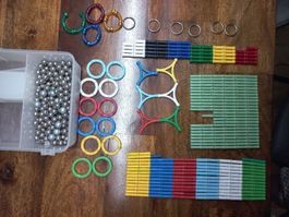 Magnetbaukasten magnetische Stäbe Kugeln Ringe Set gebraucht