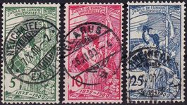 1900, UPU Nr. 77B-79B, Serie gestempelt, fehlerfrei.