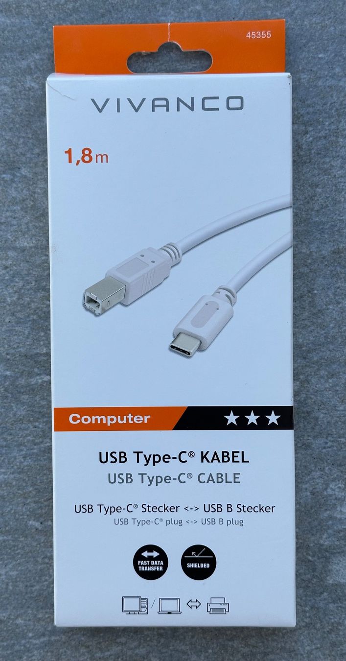 Unità & Adattatore: USB-C Stecker zu USB-B Stecker Kabel – Nuovo e nell'imballaggio originale da Obstalden venduto da Porco13