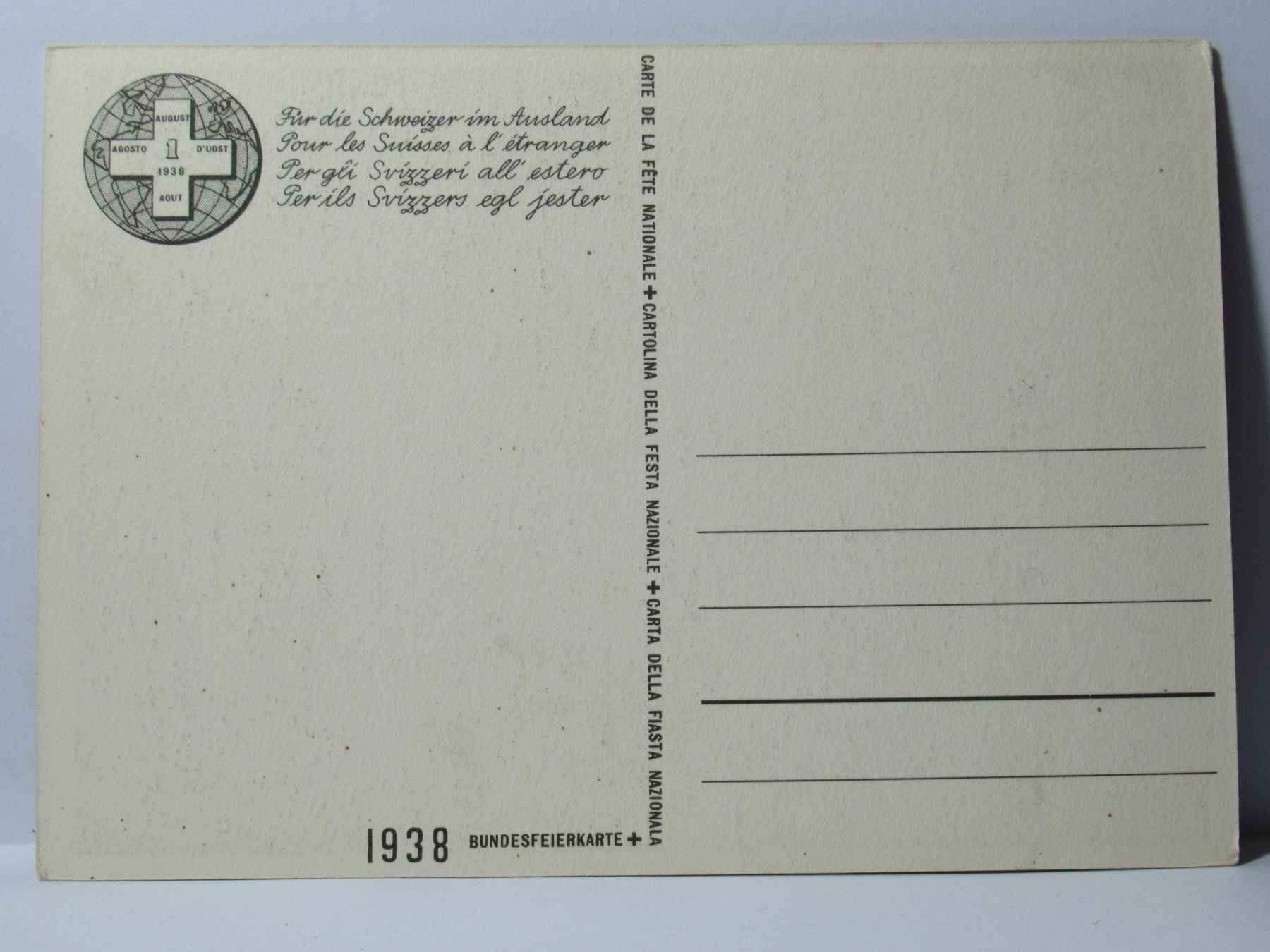 Ansichtskarten: Bundesfeier - Postkarte  1938 – Neu (gemäss Beschreibung) aus Grenchen von Bluemchen1900 1