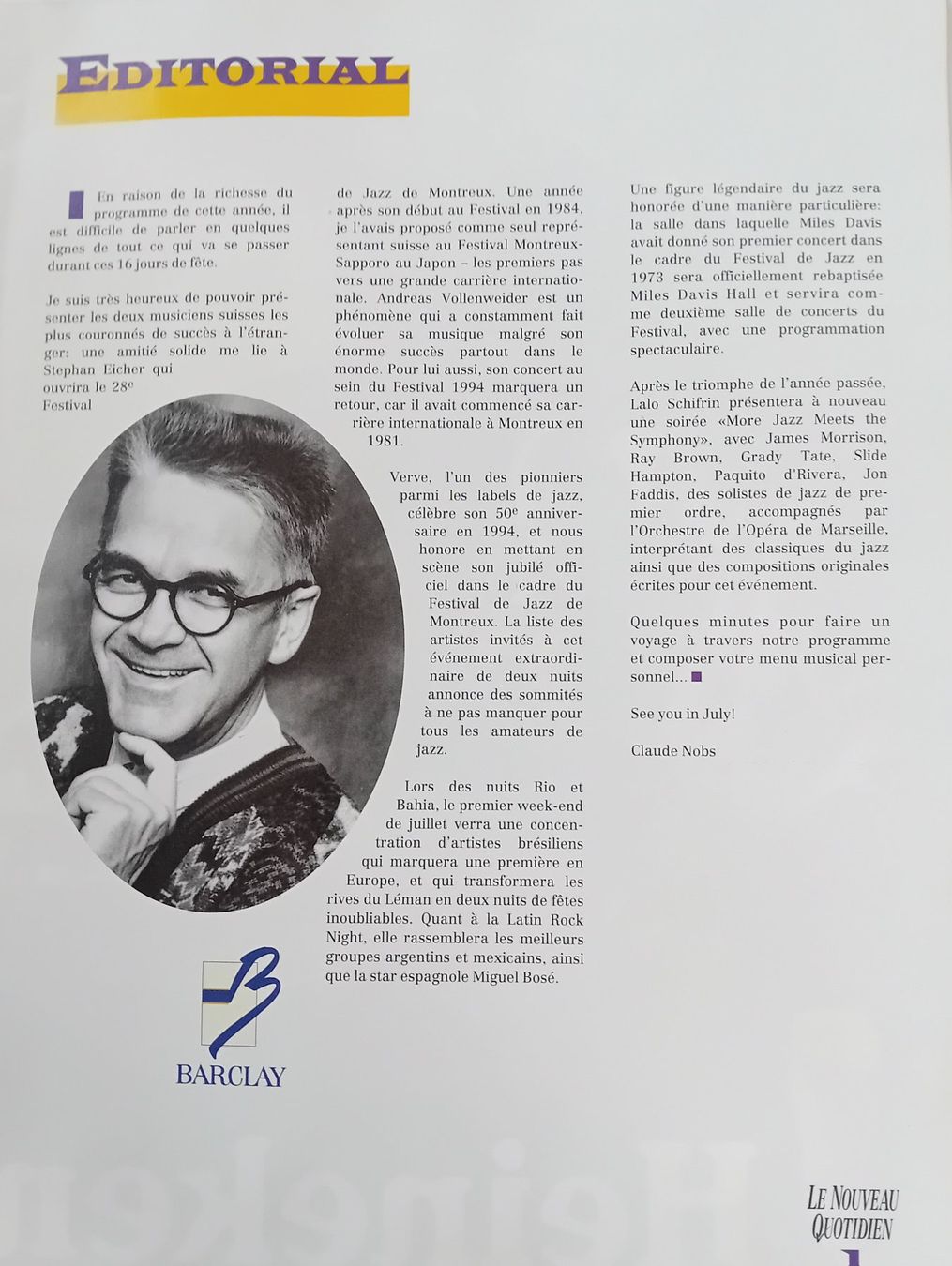 Documenti: Montreux 1994 - Avant-programme – Usato da Bulle venduto da LeTempsCestCool 1
