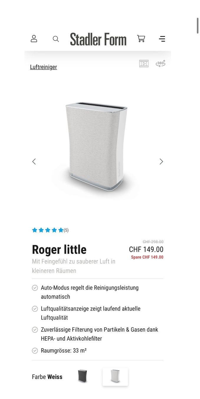 Stadler Form Purificatori d'aria: Roger Luftreiniger - Air purifier – Usato da Jona venduto da Doonika