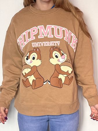 Sweat-shirt Chipmunks University beige imprimé taille M