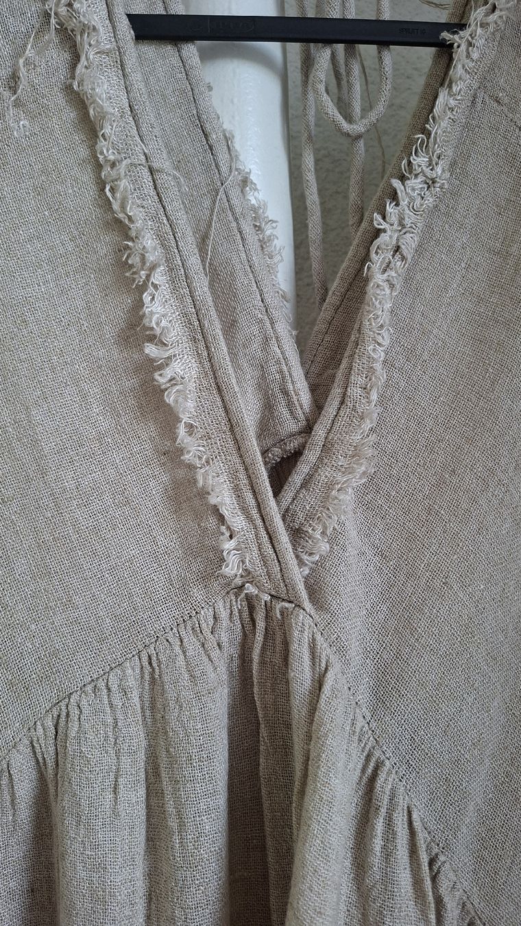 Vestiti: Kleid beige Grösse S 100%Leinen  – Usato da Basel venduto da Lovintage 3