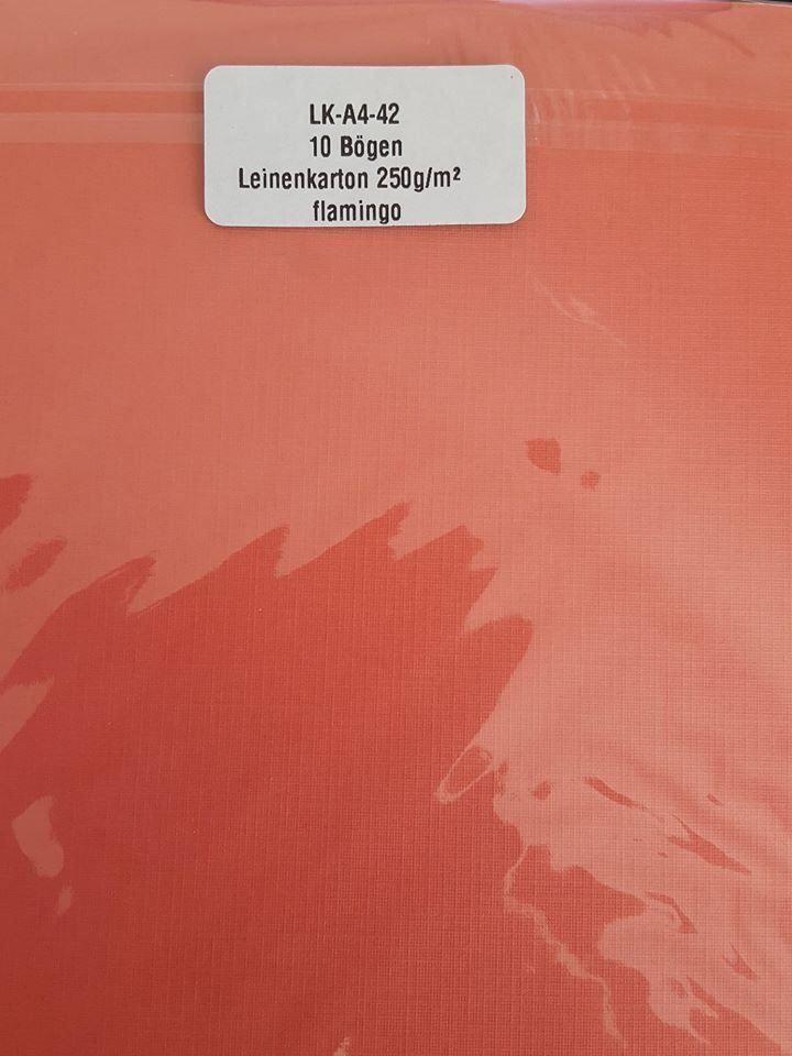 Papiere: Leinenkarton  Set A4 / Flamingo – Neu und originalverpackt aus Würenlingen von Striga