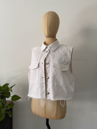 Coole H&M Cropped Jeansweste Weiss, Grösse M