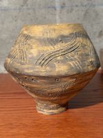 Vintage Handmade Earthy Brown Vase - Rustic Home Decor
