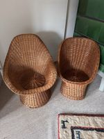 2 Korbsessel aus Rattan / Weide – Vintage – Geflechtstühle