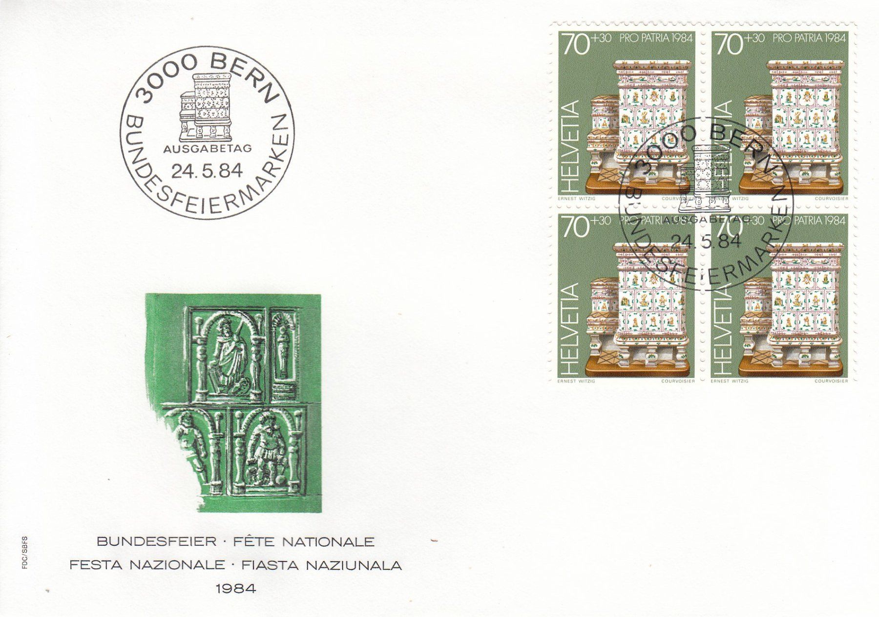 Tutti i francobolli: 1984 Pro Patria 4 FDC Viererblock – Usato da Spreitenbach venduto da Mustang_1105 2
