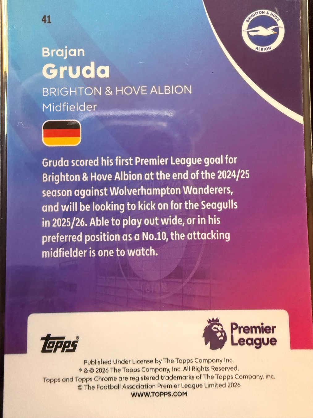 Topps Carte collezionabili: Topps Chrome PL 25/26 - Gruda - Brighton - numbered /250 – Nuovo (secondo la descrizione) da Cheyres venduto da KeK04 1